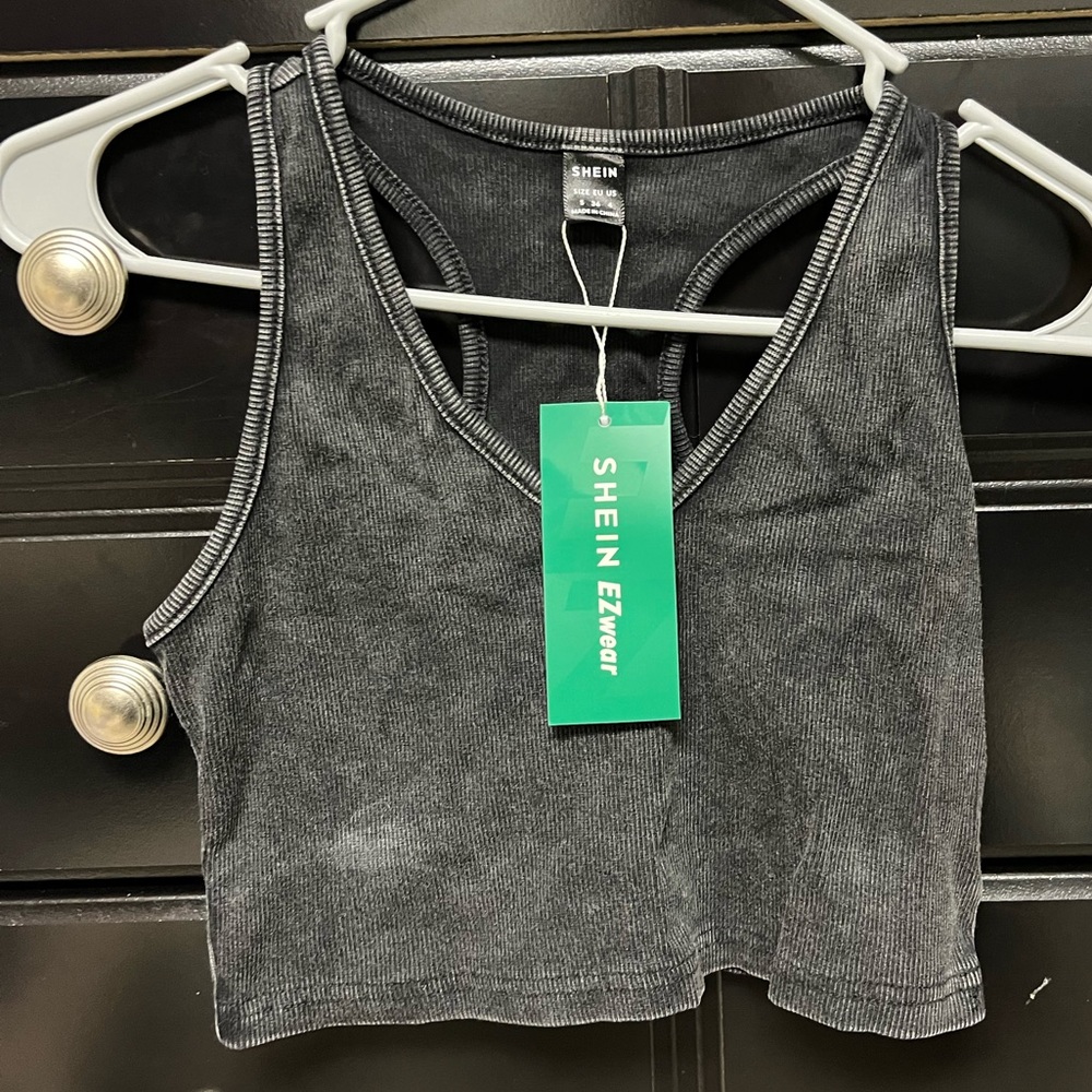 NWT gray racer back tank top